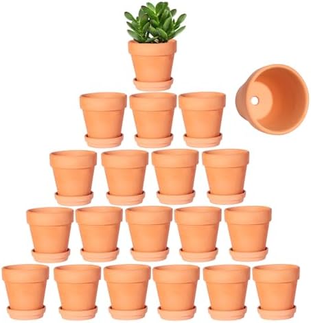 3 Inch Terracotta Pots with Saucer-20 Pack Succulent Cactus Plant...