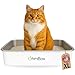 Ohmaker's OhmBox - Stainless Steel Cat Litter Box, Extra Large, Never Absorbs Odors, Stains or Rusts, Non-Stick Smooth Surface, Easy Cleaning with Non-Slip Rubber Feet. White 23.5 x 15.5 x 6.1 inches