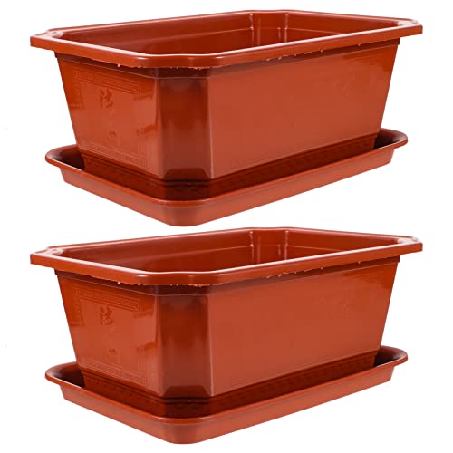 Bonsai Flowerpot Plant Pot Rectangular Plastic Bonsai Training Pots 2Pcs Flower Succulent Pots Container Outdoor Flower Boxes Home Decorative Planter For Garden Indoor Outdoor #TOP22