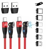 JJ JULIE JAPAN マグネット充電ケーブル 9PIN PD 60W マグネット端子3種類(USB Type-C,MicroUSB,アイプロダクト) QC データ通信対応 2本セット(0.5m,レッド)