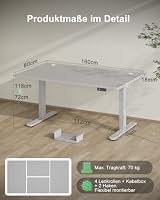Devoko Höhenverstellbarer Schreibtisch 160x80cm mit Typ-C Ladeanschluss, Schreibtisch Höhenverstellbar Elektrisch, Mobiler Elektrisch Computertisch mit Kabel Management Tray, Grau – Ansicht 2