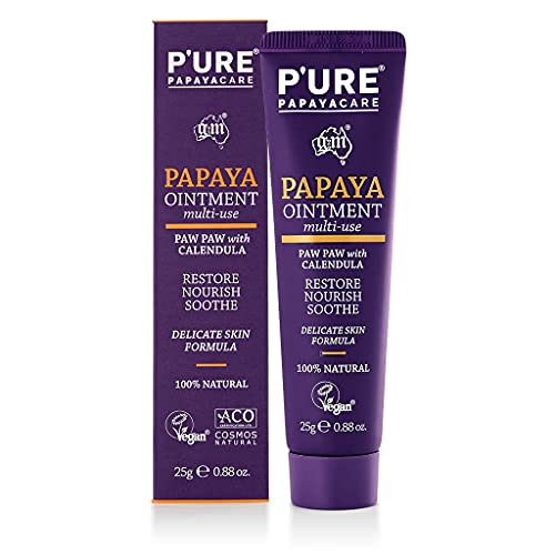 Natural Eczema Cream & Dry Skin Repair Ointment - P'URE PAPAYA CARE 25g OINTMENT Vegan Moisturiser with Shea Butter, Calendula, Jojoba Oil - Fragrance-Free, Hypoallergenic Therapy for Sensitive Skin