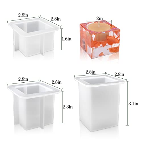 Candle Holder Resin Molds, 3 Pcs Square Tealight Candle Holder Silicone Molds, Epoxy Resin Molds For Diy Dining Table Centerpiece For Home Wedding Decorations #TOP1