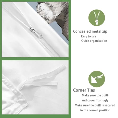 Housse de couette 220x240 microfibre parure de lit 3 pièces blanche - 8