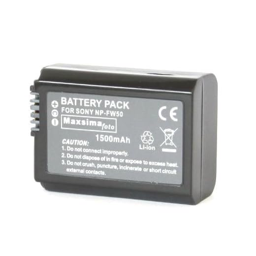 Maxsima – NP-FW50, FW50, NPFW50, kompatibelt kameravideokamera batteripaket, 1 500 mAh, för Sony NEX-kameror