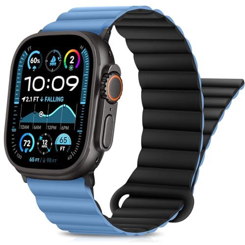 Bracelet Apple Watch magnétique bicolore bleu noir pour iWatch Ultra 2 et Séries 10 9 8 7 SE
