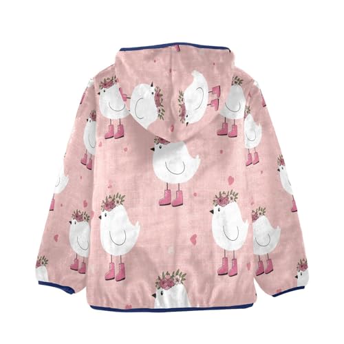 Cute Birds with Pink Boots Toddler Fleece Jacket Girl Boys Hooded Fleece Jacket Coat Warm Outwear Zip-up 3-10T2