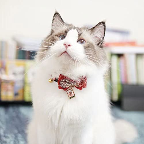 PetSoKoo Double Bowtie Cat Collar with Japan Kabuki Charm. Safety Breakaway Buckle. Cute Kitten Collar for Girl Boy Cats - Image 4