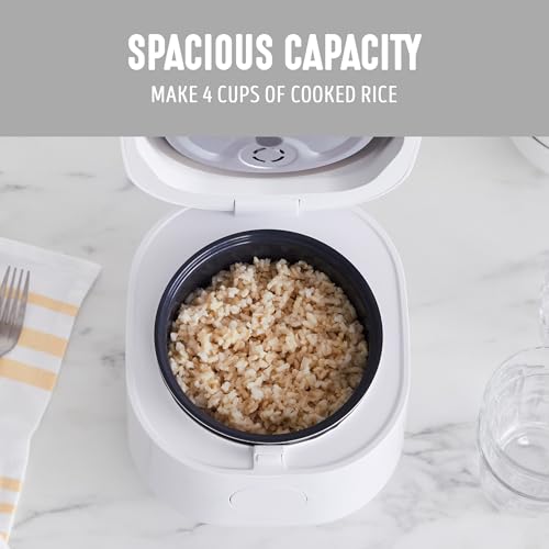 GreenLife Digital Rice Cooker, 2-Cups Uncooked/4-Cups Cooked, Removable Nonstick Ceramic PFAS-Free Pot, One-Touch Presets, Oats, Quinoa, Brown Rice, Auto Keep Warm, Fuzzy Logic Tech, 1.5QT, White by GreenLife - Image 2