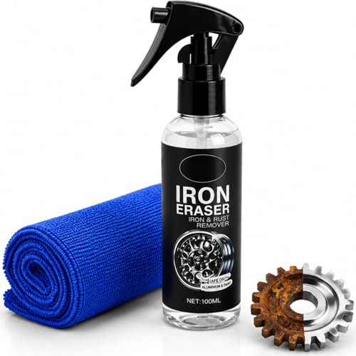Iron Eraser Rust Remover Spray Iron Eraser Iron and Rust Remover for Car Wheels and Paint Fast Acting Rust and Brake Dust Remover Professional Automotive Surface Cleaning(100ML)