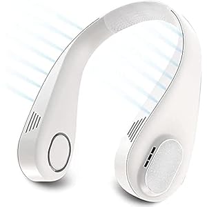 Draagbare koelhals fan mini USB Neckband Leafless Fan, 3 snelheden Wearable Necklance Fan, Hoofdtelefoonsontwerp voor…