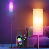 Floor Lamp with Coat Rack Stand, Dimmable Floor Lamps for Living Room with Replaceable Smart Led Bulbs, Standing Light Atmosphere Lamp with App/Remote/Footrest Control, 100-240V, Bulb Included