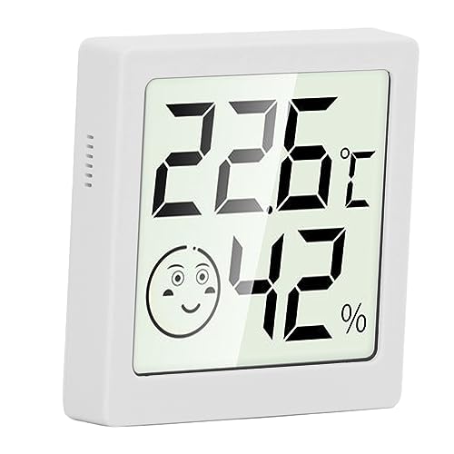 Mini Digital Thermometer Hygrometer, High Accuracy, Wind Vent Sensing Design, Wide Application for Electronics, Warehousing and More (White)