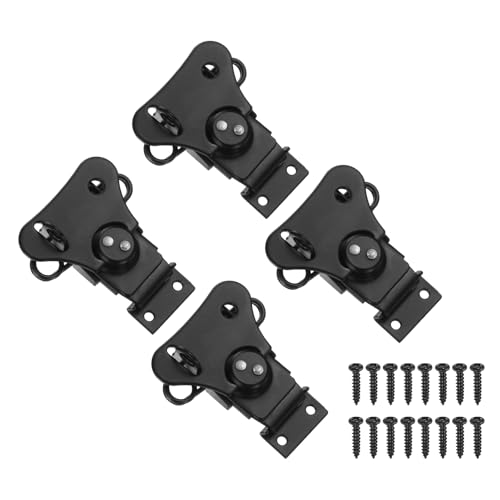 PATIKIL 4-Piece Spring Loaded Butterfly Twist Latch Set, Black