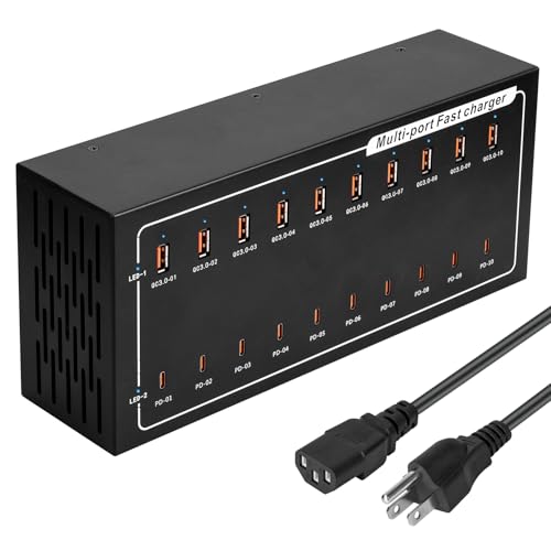 Lcoco&Dream Fast Charging Station (400W), 20 in 1 USB Power Outlet, 10 USB C and 10 USB A Ports, Suitable for iPhone, Android Phone, iPad, Tablet and Other Electronics Fast Charging