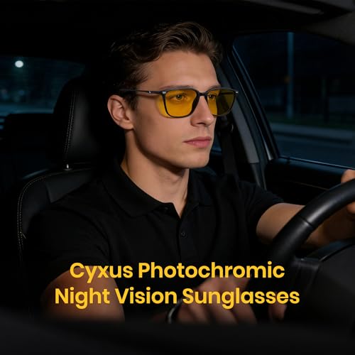 Image of Cyxus Night Vision Glasses for Driving, TR90 Blue Light Blocking Glasses, Photochromic Anti Glare Night Driving Glasses for Men Women, UV Protection Day Night Use Eyewear 8208