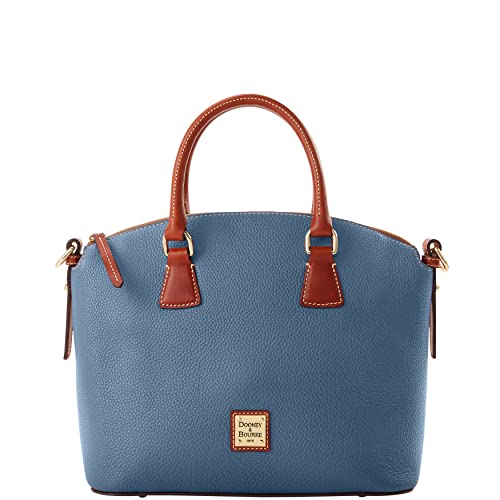 Dooney & Bourke Women's Domed Satchel in Pebble Grain Leather, Large Handbag with Adjustable & Detachable Shoulder Strap, Jeans