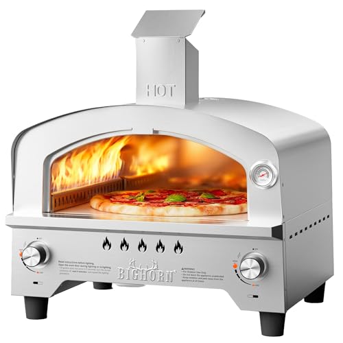 BIG HORN OUTDOORS Gas Pizza Oven, Portable Propane Pizza Ove...