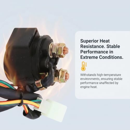 Relé Solenoide de Arranque para Motocicleta, Resistente a Sismos, Antidesprendimiento, Relé Motor 12V, Resistente al Agua y al Calor, Universal para Motocicletas, Karts y Scooters (Negro) miniatura 7