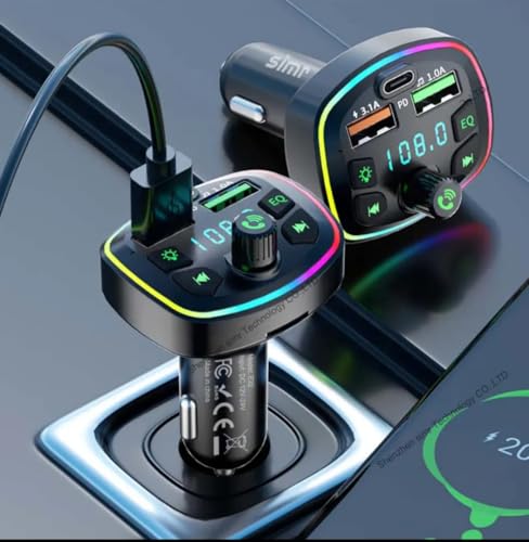 Image of Jaxter Bluetooth 5.3 FM Transmitter for Car with 20W Fast Charging USB-C Port, LED Screen, Hands-Free Call & Music Player Adapter