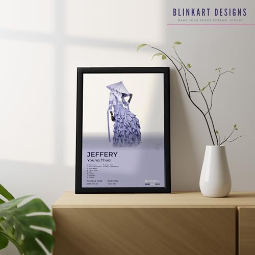 Image of BLINKART Young Thug - JEFFERY Wall Photo Frames | Wall Art for Bedroom, Living Room, Studio or Office | Album Cover Print with Spotify Song Link QR Code | Gift for Fans - 8x12 In