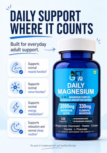 Image of 2000mg Magnesium Glycinate Complex 5 in 1, 330mg Elemental, 120 Tablets | Bisglycinate, Citrate, Malate, Taurate, L-Threonate, NO OXIDE, NO CARBONATE | Sleep, Muscle & Stress Magnesium Supplement