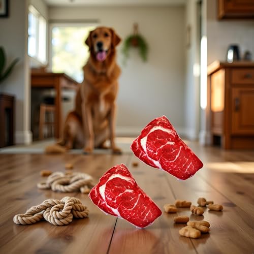 2 Piezas Juguete Mordible Sonoro con Forma de Bistec Para Perros miniatura 4