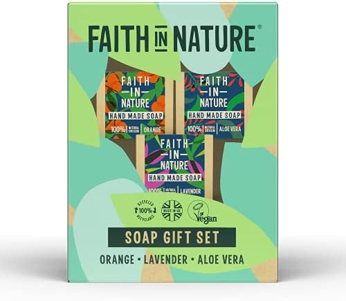 Faith In Nature Natural Handmade Soap Gift Set, Vegan and Cruelty Free, No SLS or Parabens, 3 x 100 g
