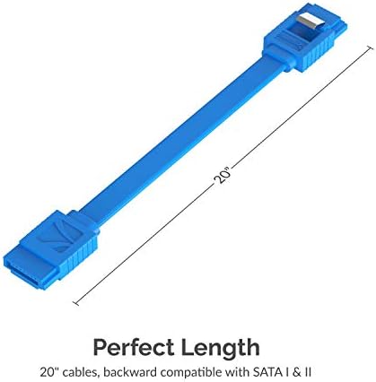 Sabrent SATA III (6 Gbit/s) Straight Data Cable with Locking Latch for HDD / SSD / CD and DVD drives (3 Pack - 20-Inch) in Blue (CB-SFB3)