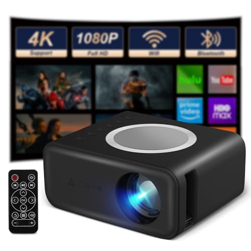 Vehoukli Proyector Portátil WiFi Bluetooth,Proyector De Video Full HD 1080P,Tamaño De Proyección De 16 A 100 Pulgadas, Mini Proyector,Proyector para Teléfonos,Tabletas,Computadoras Portátiles,TV
