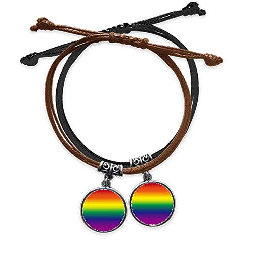 Bracelet arc-en-ciel LGBT cuir double pour couple et amoureux de mode Pride