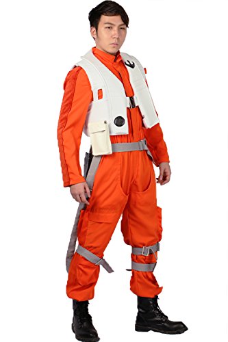 Xcoser Poe Dameron Costume Deluxe Orange Jumpsuit Suit Halloween Cosplay Outfit Xxl #TOP2