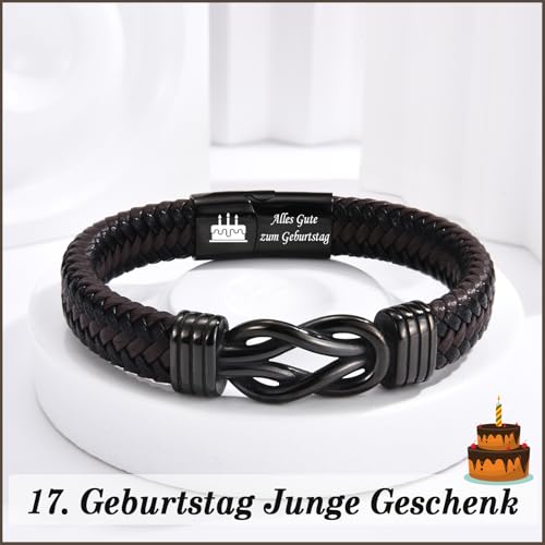 FAOMZQ 17. Geburtstag Junge Geschenk, Geburtstag Armband Geschenke für Jungen zum 17. Geburtstag, Geschenk für 17-Jährige Jungen Teenager Sohn Bruder Freund Enkel Neffen von Mama Papa Eltern