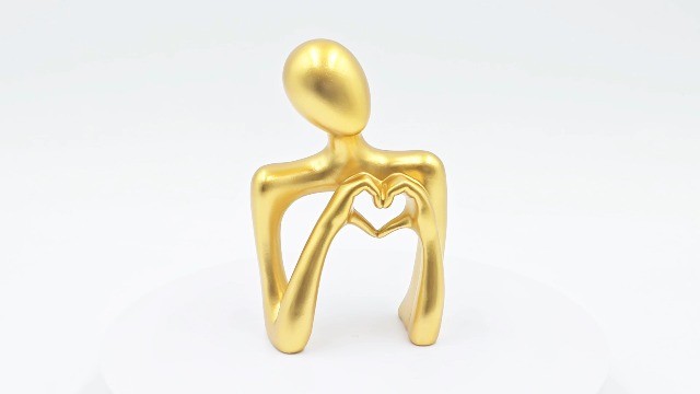 Escultura Abstracta Dorada con Corazón para Decoración miniatura 7