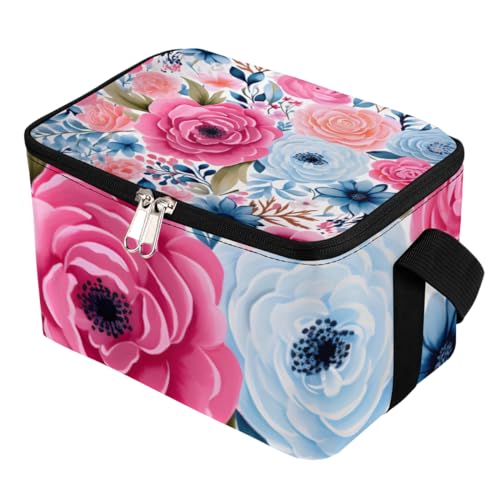 GzLeyigou Lunch Bags for Women Men 9 Cans,Colorful Rose Hot & Cold Food Delivery Bag Insulated Grocery Bag Insulated Lunch Box Roses Cooler Bag for Office Work Picnic Beach