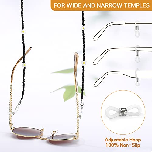 Humlbird Mask Chain Daisy Glasses Chain Flower Mask Lanyard Face Mask Holder Around Neck Eyeglass Chain For Women Stylish, Black #TOP3