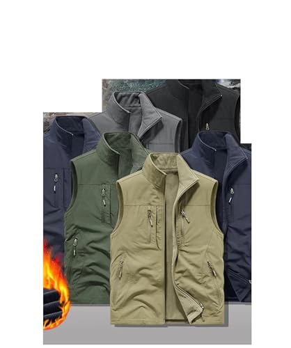 Men Casual Double Sided Fleece Vest Middle And Elderly Multi-Pocket Sleeveless Jacket2