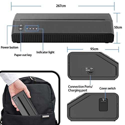 Calicon Portable Tattoo Stencil Printer, Cordless Tattoo Transfer Thermal Copier Machine, Rechargeable Mini Printer, with Free 10pcs Transfer Paper, Compatible with iOS&Android Phone(2023 New Version)