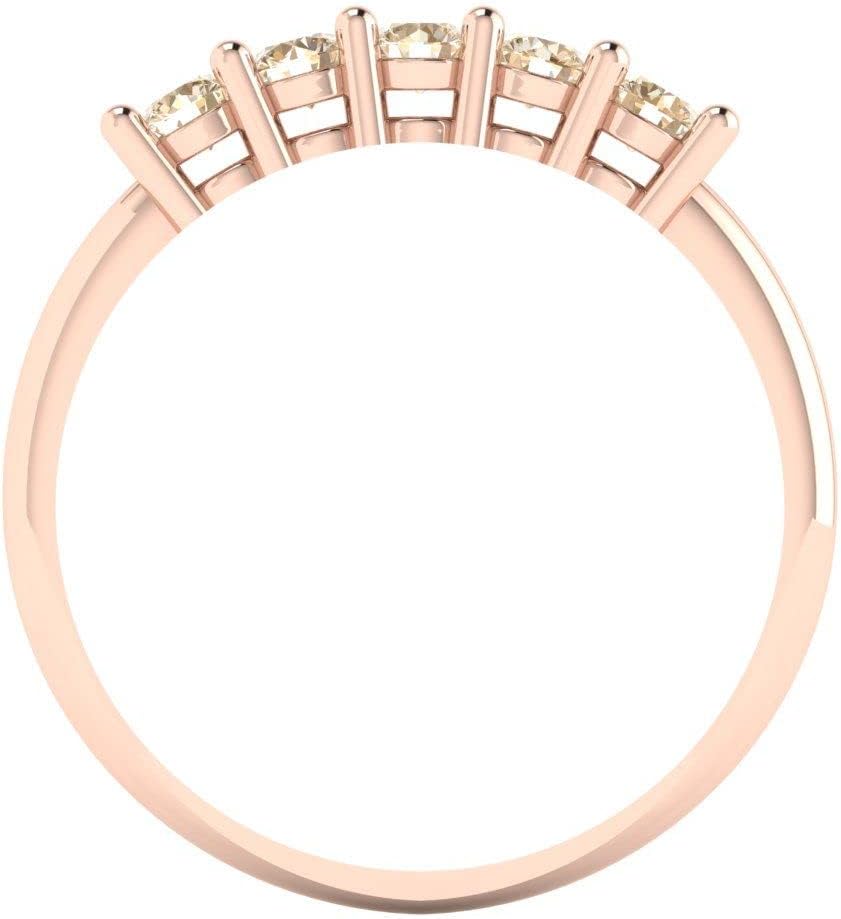 Clara Pucci 14K Rose Gold Wedding Band for Women | Stacking Classic Comfort Fit | Engagement Bridal Jewelry | 0.35 TCW Round Cut Natural Morganite (2.6mm)