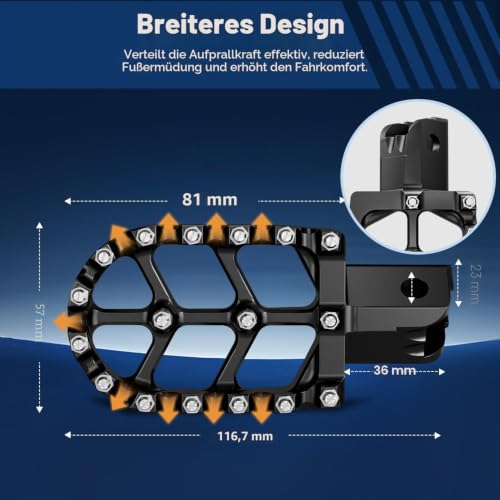 Fußrasten Motorrad, Motorrad Fußrasten CNC Aluminium Moped Zubehör für Simson S51 Beta RR 50 Rieju Mrt 50 CRF XR CR 50 70 80 100 125 CT200U Mini Bike SSR RFZ Pit Bike-Schwarz