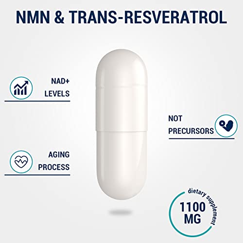 Nmn 500Mg + Trans-Resveratrol Supplement 1100Mg, Nmn Resveratrol Supplements 1000Mg For Powerful Antioxidant & Anti-Aging Supplement, Cell Repair, Boost Energy, Boost Nad+, Immune Health, 600 Capsules #TOP4
