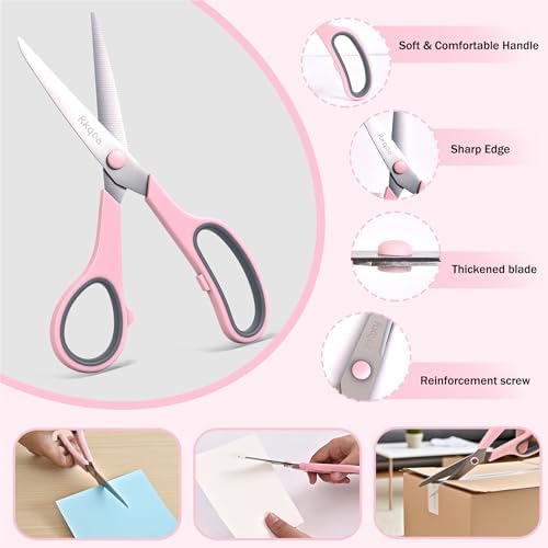 Scissors, 6 Pack 8" All Purpose Stainless Stee Scissor for Everyday Use - 2