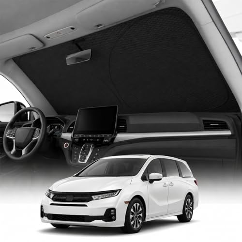REEVAA 2026 3rd Pro Windshield Sunshade for 2018-2026 Honda Odyssey | Dual-Layer Heat & Sun Defense, OEM Design | Foldable Sun Shade Car Accessories with Storage Bag