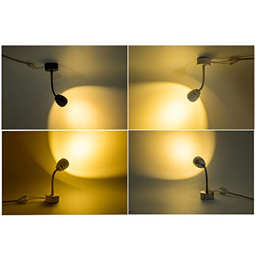 Aplique de pared LED plateado de 3W con interruptor y brazo flexible 3