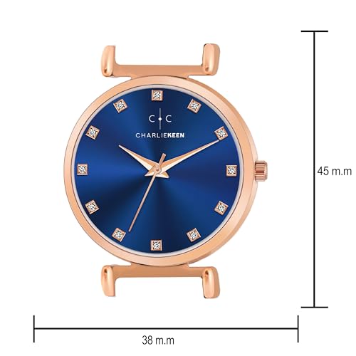 Image of CHARLIEKEEN Women's Luxury Watch, Rose Gold Case, Silicone Band, Crystal Markers