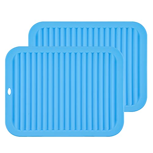Smithcraft Silicone Trivets For Hot Dishes Pots And Pans, Silicone Hot Pads For Kitchen Table, Non Slip Silicone Pot Holders Trivets, Waterproof Heat Resistant Mat For Counter, Flexible Hot Pad Blue #TOP6