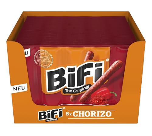 BiFi Chorizo Sticks - 110er Pack (110 x 20g) - Wurst Snack To Go - Luftgetrocknet Fleisch & Wurstwaren Paket - Chorizo fleischwurst mit Paprika, Chili und Knoblauch - Ideale Knabberbox - Wurstpaket