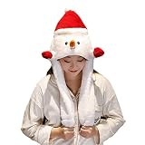 Santa Cap Plüsch Hut Damen Plüsch Tier Ohr Hut mit Beweglichen Plüsch Ohren Lustiger Plüschhut Elchmütze Das Ohr Sich bewegen Kann Schneemann Hut für Weihnachts Mütze Plüsch Weihnachten Partyhut (B)