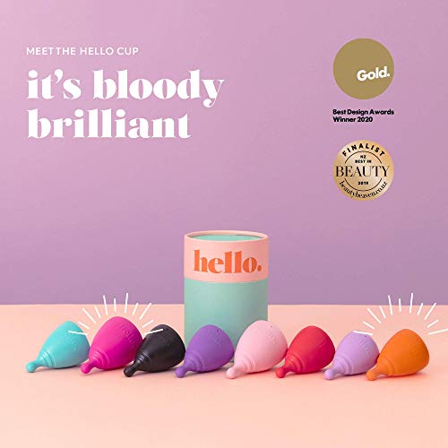 The Hello Cup Menstrual Cups Double Box, Bpa Free, Reusable, Hypoallergenic, Recyclable, Medical Grade Tpe, No Silicone, No Rubber, No Latex, S/M Orange & L Fuchsia, 1 Box #TOP1