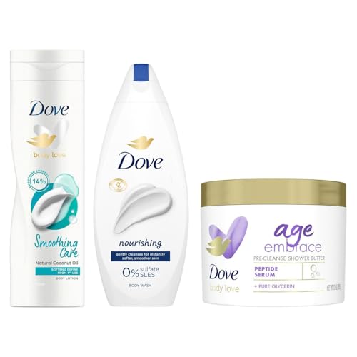 Dove Body Care Collection with Hydrating Shower Butter, Gentle Nourishing Body Wash & Nourishing Lotion, Complete Daily Skincare Routine for Soft, Smooth Skin